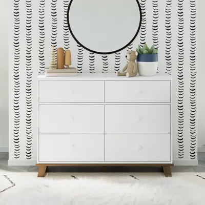 Ashley Storkcraft Modern 6 Drawer Double Dresser In White/vintage Driftwood