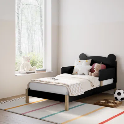 Ashley Storkcraft Teddy Bear Toddler Bed In Black/driftwood