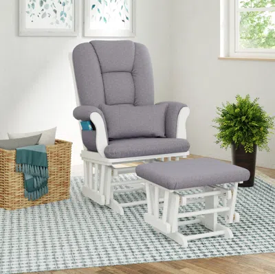 Ashley Storkcraft Tuscany Glider And Ottoman In White/gray Swirl