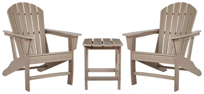 Ashley Sundown Treasure 2 Outdoor Chairs With End Table In Driftwood