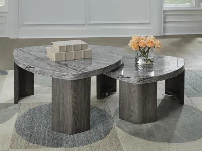 Ashley Surmour Stacked Coffee Table (set Of 2) In Gray/brown