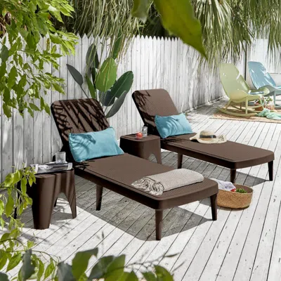 Ashley Tahiti Outdoor Chaise Lounge In Brown