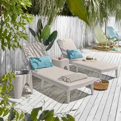 Ashley Tahiti Outdoor Chaise Lounge In Taupe