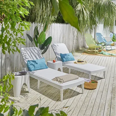 Ashley Tahiti Outdoor Chaise Lounge In White