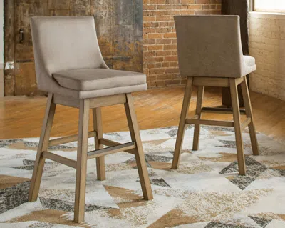 Ashley Tallenger Bar Height Stool With Contoured Back In Beige
