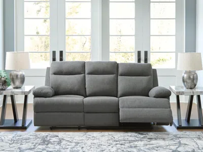 Ashley Tarrant Manual Reclining Sofa With Drop Down Table In Charcoal
