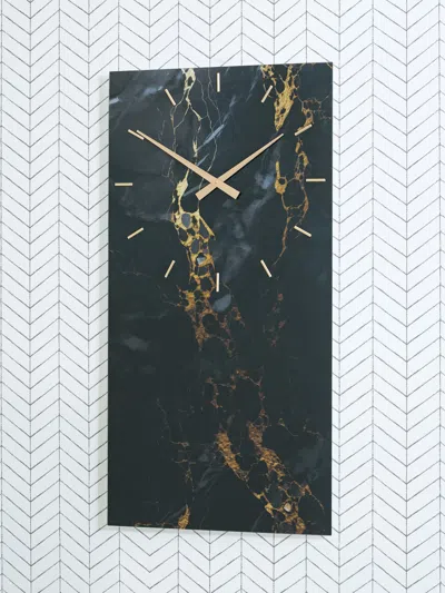 Ashley Teague Wall Clock In Black/gold Finish