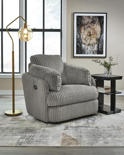 Ashley Tie-breaker Manual Swivel Glider Recliner In Fog