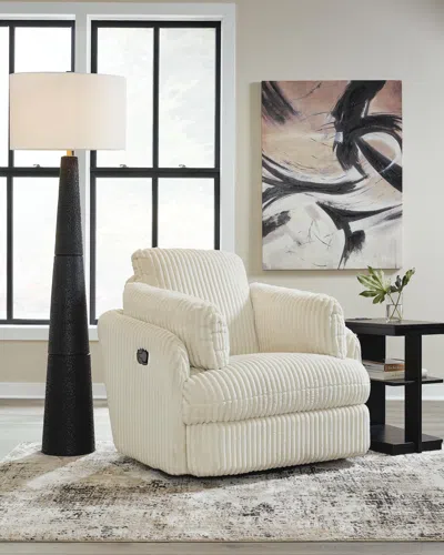 Ashley Tie-breaker Manual Swivel Glider Recliner In Ivory