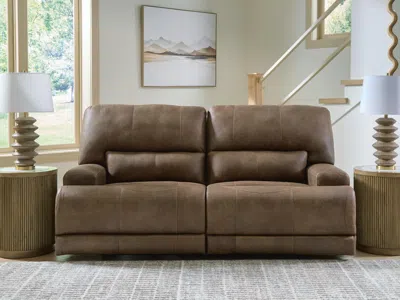 Ashley Time-piece Dual Power Reclining Sofa In Earth