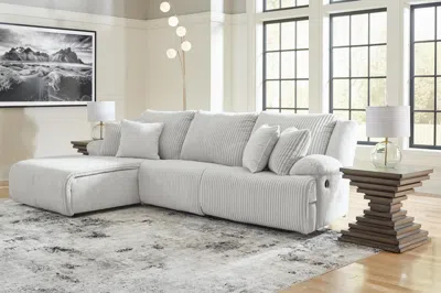 Ashley Top Tier 3-piece Manual Reclining Modular Sectional Sofa Chaise In Alloy