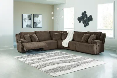Ashley Top Tier 5-piece Manual Reclining Modular Sectional In Chocolate