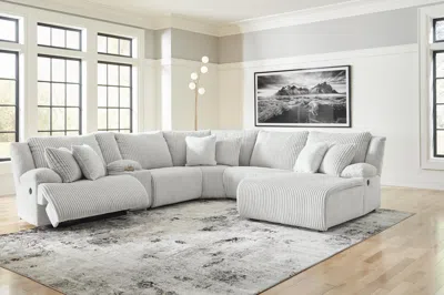 Ashley Top Tier 6-piece Manual Reclining Modular Sectional With Chaise And Console In Alloy