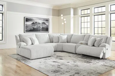 Ashley Top Tier Manual Reclining Modular Sectional With Chaise In Alloy