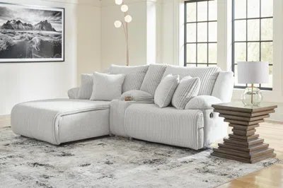 Ashley Top Tier Manual Reclining Modular Sofa With Chaise In Alloy