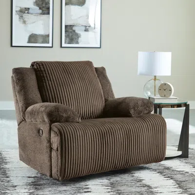 Ashley Top Tier Oversized Manual Rocker Recliner In Chocolate