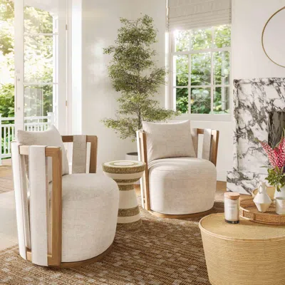 Ashley Tov Furniture Paolo Swivel Chair In Cream
