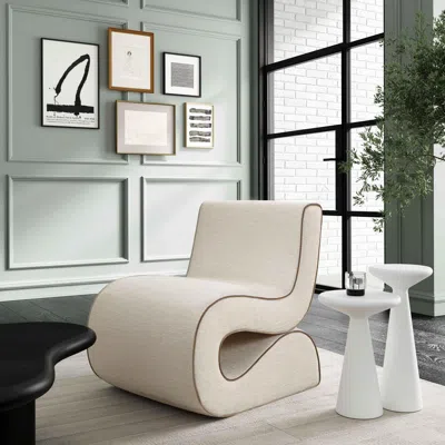 Ashley Tov Furniture Senna Basketweave Accent Chair In Cream