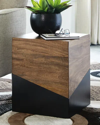 Ashley Trailbend Accent Table In Brown/gunmetal