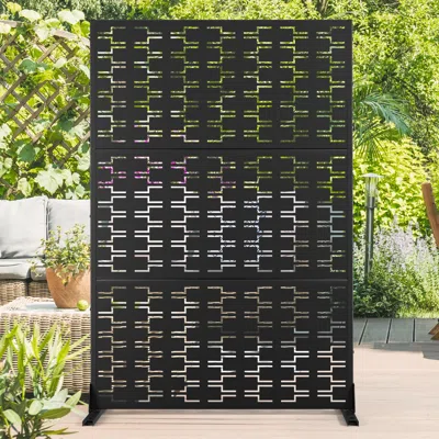 Ashley Tranquilbreeze Bricks Pattern Outdoor Privacy Screen Garden Fence In Black