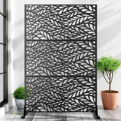 Ashley Tranquilbreeze Flowing Leaves Outdoor Privacy Screen Garden Fence In Black
