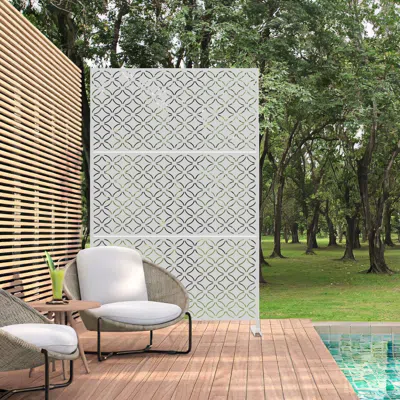 Ashley Tranquilbreeze Palace Outdoor Privacy Screen Garden Fence In White