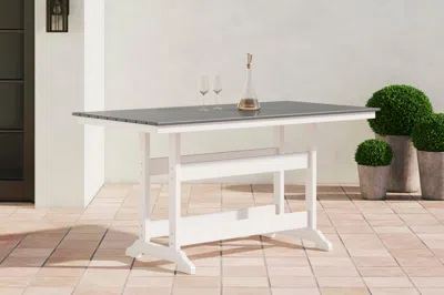 Ashley Transville Outdoor Counter Height Dining Table In Gray/white