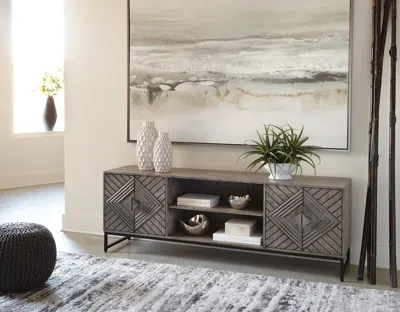 Ashley Treybrook 2 Door Accent Cabinet In Distressed Gray