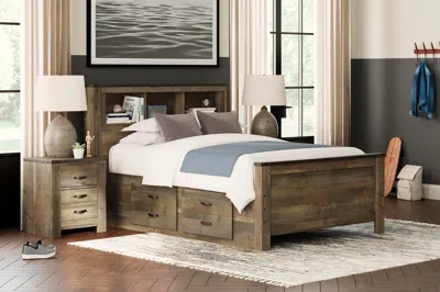 Ashley Trinell Full Bookcase Bed With 2 Storage Drawers In Brown