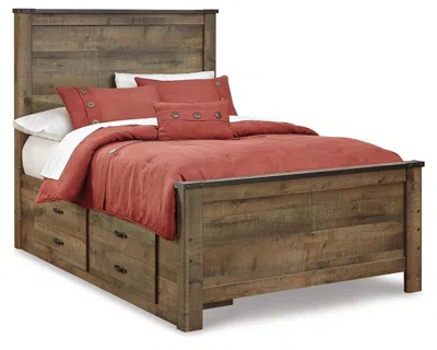 Ashley Trinell Full Panel Bed With 2 Storage Drawers In Brown