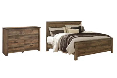 Ashley Trinell King Panel Bed With Dresser In Brown