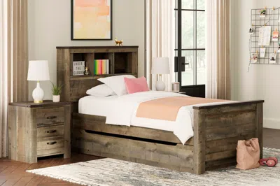 Ashley Trinell Twin Bookcase Bed With 1 Large Storage Drawer In Brown