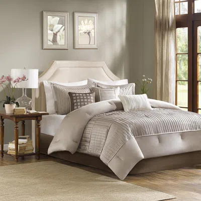 Ashley Trinity King 7 Piece Comforter Set In Taupe