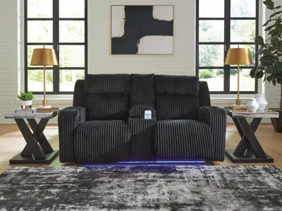 Ashley Twinbrooke Dual Power Reclining Loveseat With Console In Black