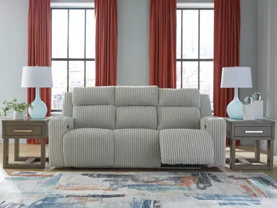 Ashley Twinbrooke Dual Power Reclining Sofa In Alloy
