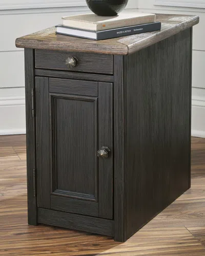 Ashley Tyler Creek Chairside End Table With Usb Charging In Grayish Brown/black