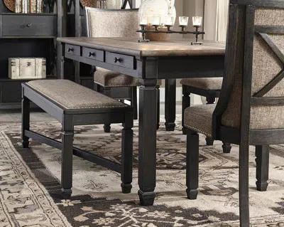 Ashley Tyler Creek Dining Table With Storage Drawers In Black/gray