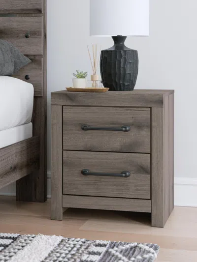 Ashley Urbanoore 22" 2 Drawer Charging Nightstand In Brown Gray