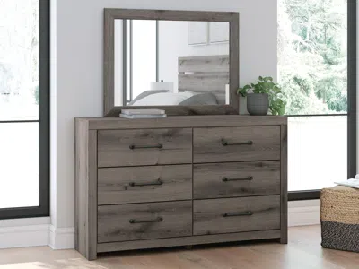 Ashley Urbanoore 6 Drawer Dresser And Mirror In Brown Gray