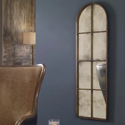 Ashley Uttermost Amiel Arched Brown Mirror In Brown/gold