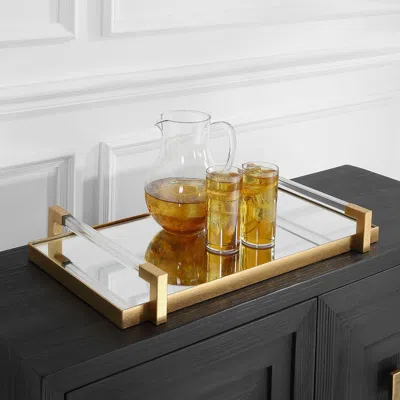 Ashley Uttermost Decorative Deki Tray In Gold