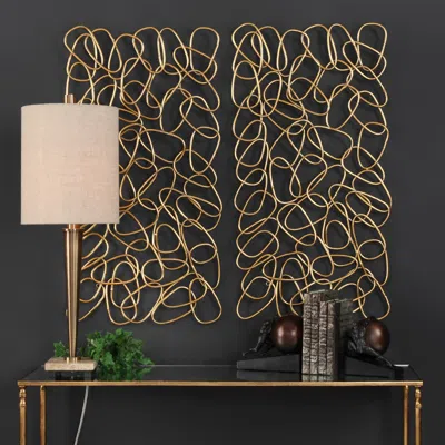 Ashley Uttermost Loop Wall Art Set Of 2 In Gold