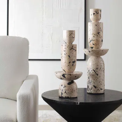 Ashley Uttermost Nouveau Tower Sculptures In White/black
