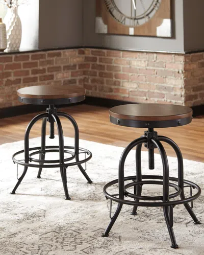 Ashley Valebeck Backless Counter Height Bar Stool In Brown/black