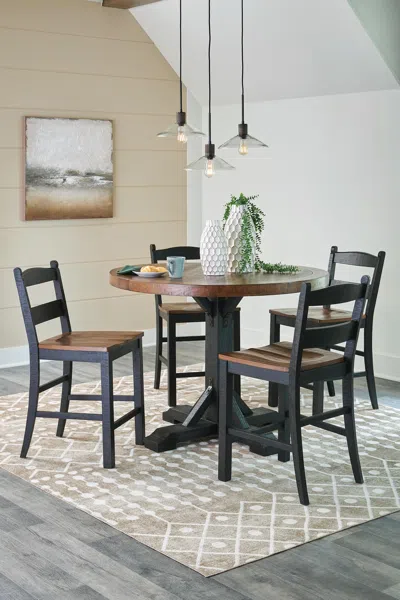 Ashley Valebeck Counter Height Dining Table And 4 Barstools In Multi