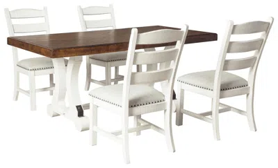 Ashley Valebeck Dining Table And 4 Chairs In White/brown