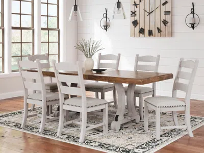 Ashley Valebeck Dining Table And 8 Chairs In White/brown