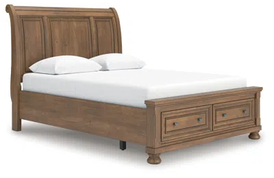 Ashley Vandenmore Queen Storage Sleigh Bed In Medium Brown