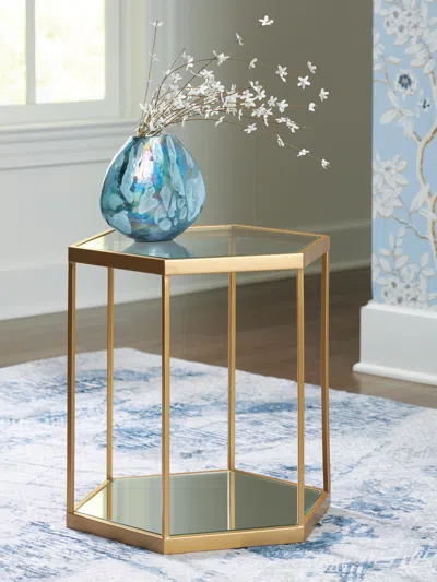 Ashley Veerwick Accent Table In Gold Finish