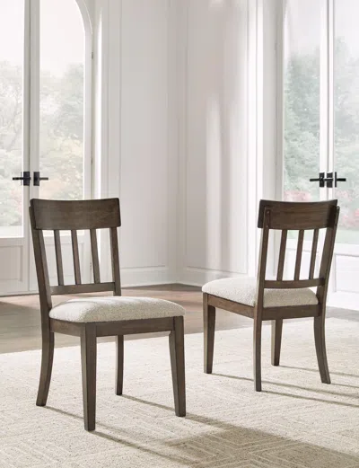 Ashley Veramond Dining Chair In Gray/dark Brown